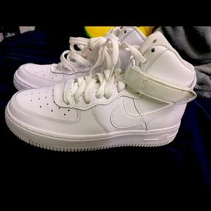 AF1s high top. All white. small stain on right shoe. box not included.